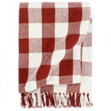 Vidaxl Plaid blokerede 125x150 cm bomuldsmursten rød
