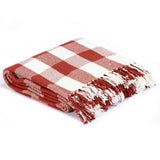 Vidaxl Plaid blokerede 125x150 cm bomuldsmursten rød