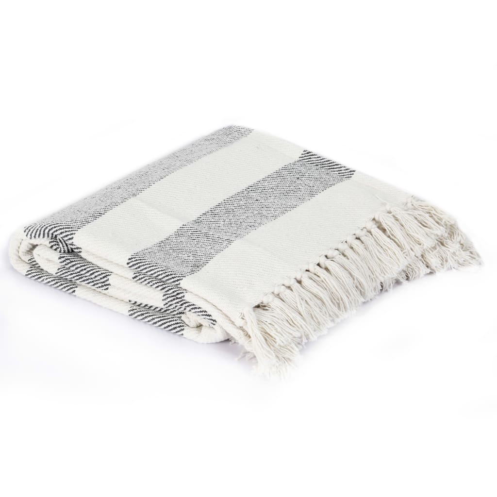Vidaxl Plaid Stripe 220x250 cm bomuldsantracit