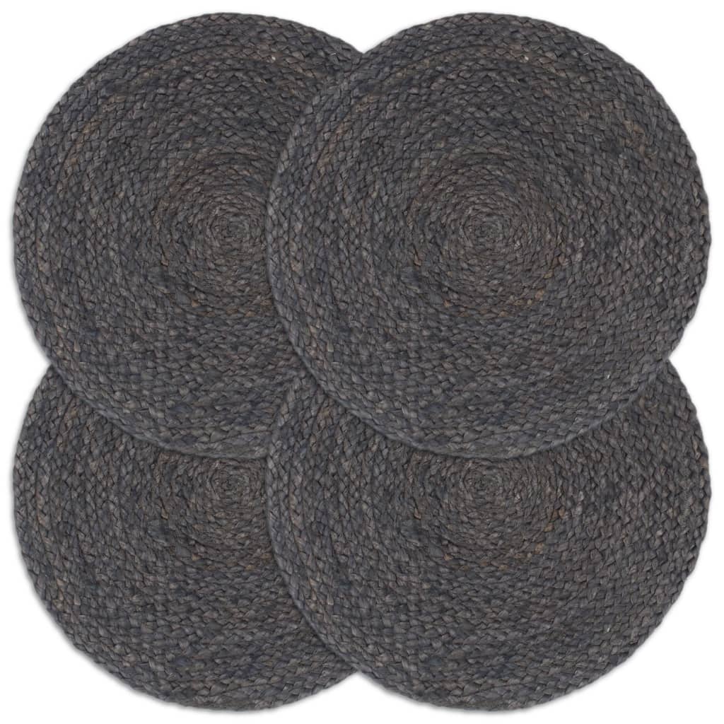 Vidaxl Placemats 4 ms omkring 38 cm jute mørkegrå