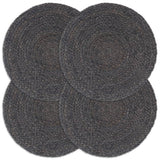 Vidaxl Placemats 4 ms omkring 38 cm jute mørkegrå