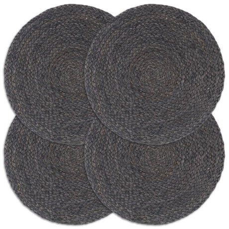 Vidaxl Placemats 4 ms omkring 38 cm jute mørkegrå