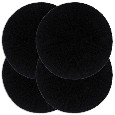 Vidaxl Placemats 4 stk runde 38 cm Cotton Plain Black
