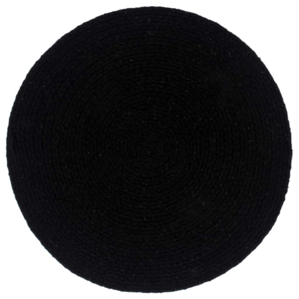 Vidaxl Placemats 4 stk runde 38 cm Cotton Plain Black
