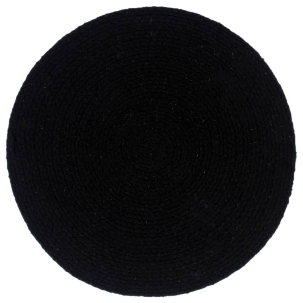 Vidaxl placemats 6 stk runde 38 cm bomuld almindelig sort