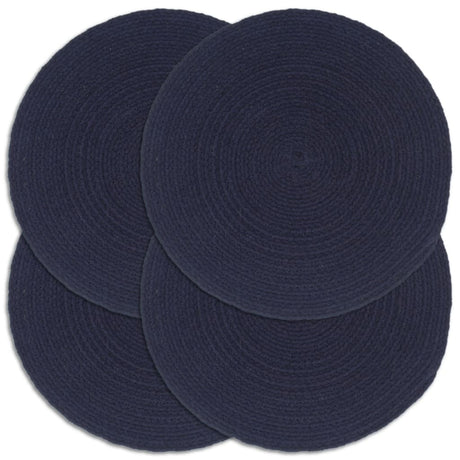 Vidaxl Placemats 4 stk runde 38 cm almindelig bomulds marineblå blå