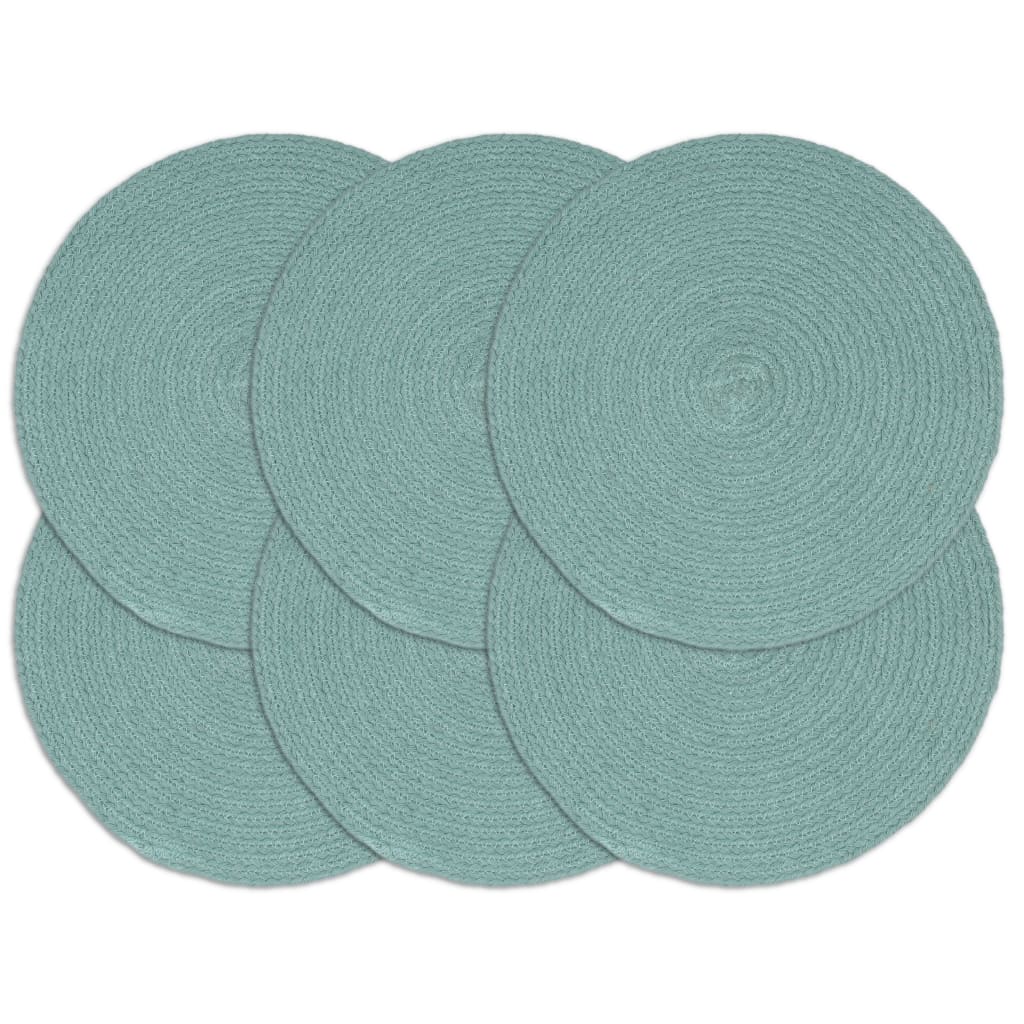 Vidaxl placemats 6 stk runde 38 cm bomulds almindelig grøn