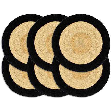 Vidaxl Placemats 6 st 38 cm jute og bomuld selvfølgelig og sort