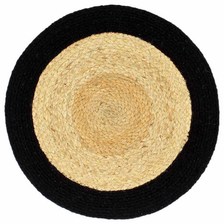 Vidaxl Placemats 6 st 38 cm jute og bomuld selvfølgelig og sort