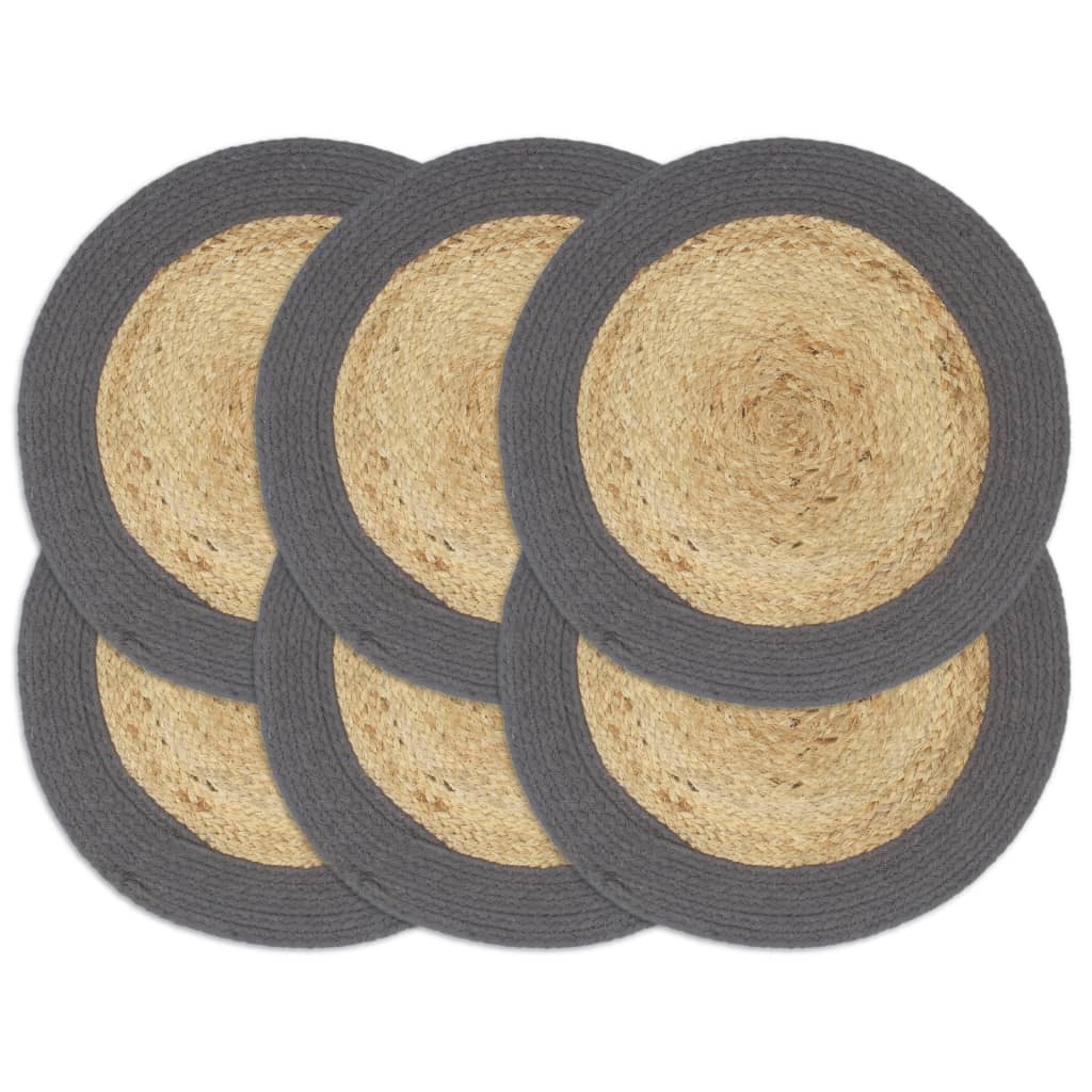 Vidaxl Placemats 6 St. 38 cm jute og bomuld selvfølgelig og antracit