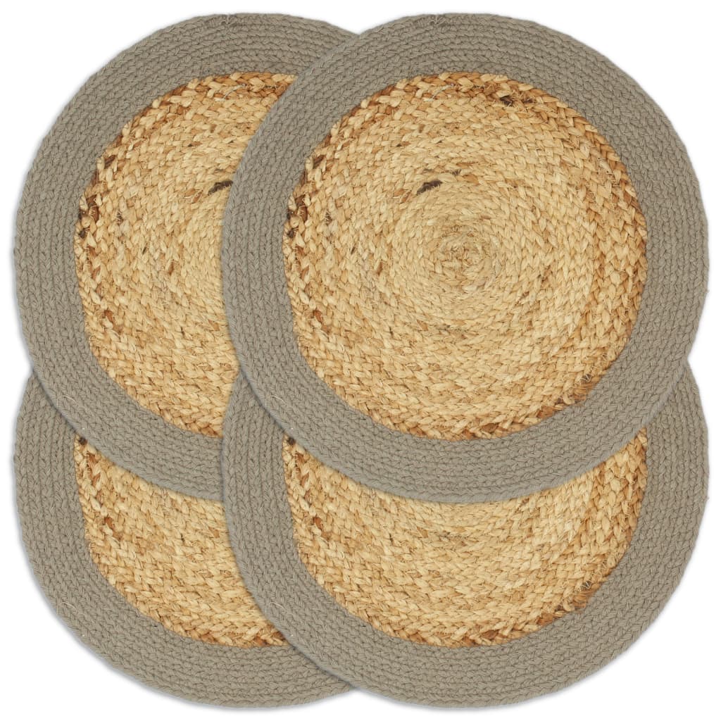 Vidaxl Placemats 4 st 38 cm jute og bomuld naturlig og grå