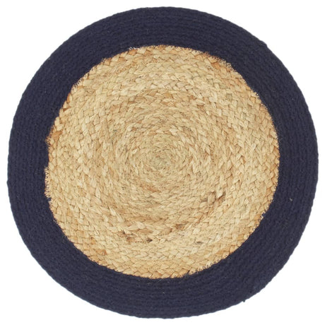 Vidaxl Placemats 4 stk. 38 cm jute og bomulds naturlig og marineblå