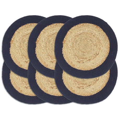 Vidaxx Placemats 6 PCS 38 cm jute og bomuld naturlig og marineblå