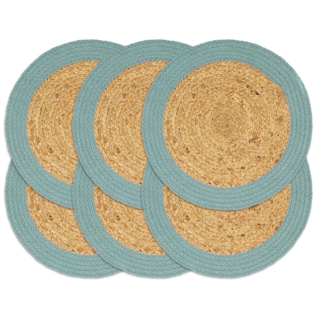Vidaxx Placemats 6 PCS 38 cm Jute og Cotton Natural and Green