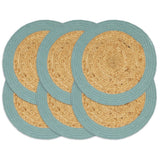 Vidaxx Placemats 6 PCS 38 cm Jute og Cotton Natural and Green