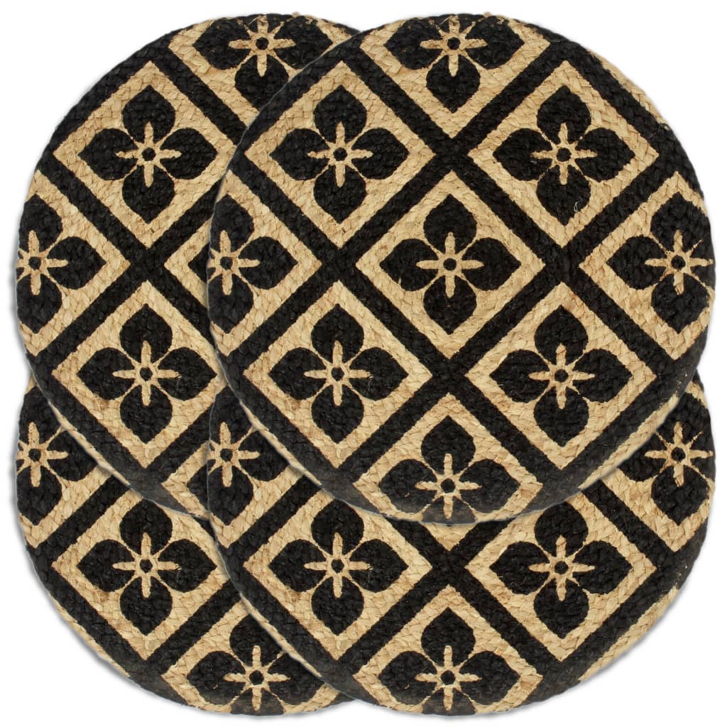 Vidaxl Placemats 4 stk runde 38 cm jute sort