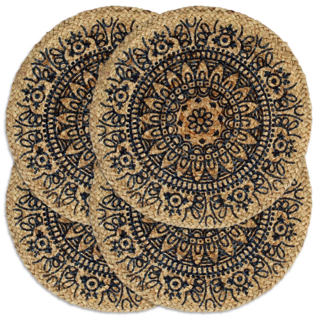 Vidaxl placemats 4 ms omkring 38 cm jute mørkeblå
