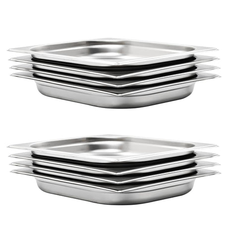Vidaxl Gastronormbakken 8 PC GN 1 2 40 MM Rustfrit stål