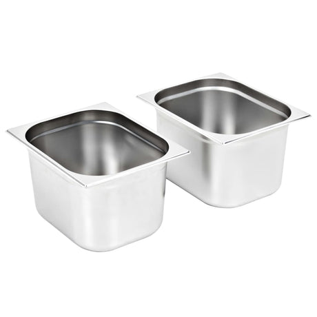 Vidaxx Gastronorm containere 2 stk GN 1 2 200 mm rustfrit stål