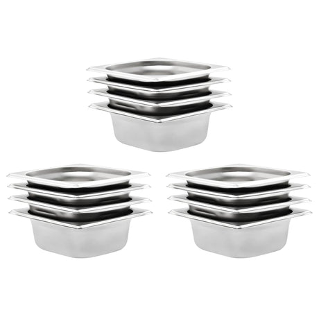 Vidaxx gastronormbeholdere 12 stk gn 1 6 65 mm rustfrit stål