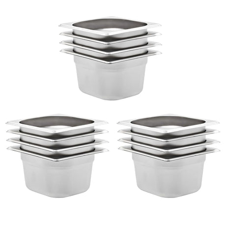 Vidaxx gastronormbeholdere 12 stk gn 1 6 100 mm rustfrit stål
