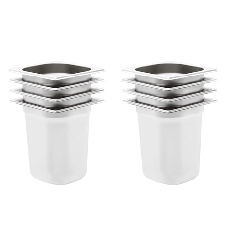 Vidaxx gastronormbeholdere 8 stk gn 1 6 200 mm rustfrit stål