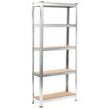 Vidaxl Storage Rack 5-lags stål og forarbejdet træ sølvfarvet