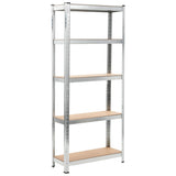 Vidaxl Storage Rack 5-lags 3 st stål og forarbejdet træ sølvfarvet
