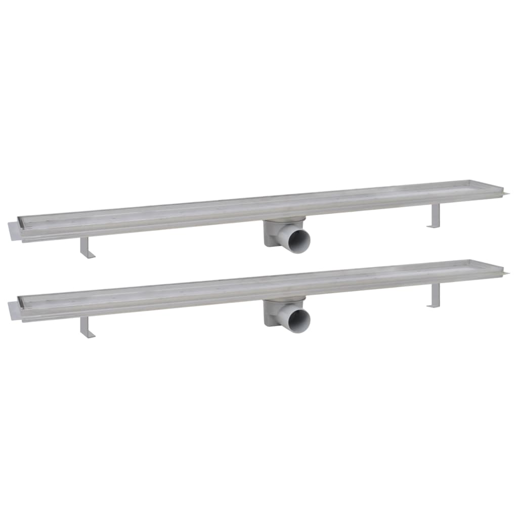 Vidaxl bruseafløb 2 pc rektangulær 1030x140 mm rustfrit stål
