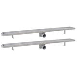 Vidaxl bruseafløb 2 pc rektangulær 1030x140 mm rustfrit stål