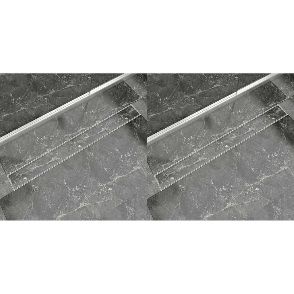 Vidaxl bruseafløb 2 pc rektangulær 1030x140 mm rustfrit stål