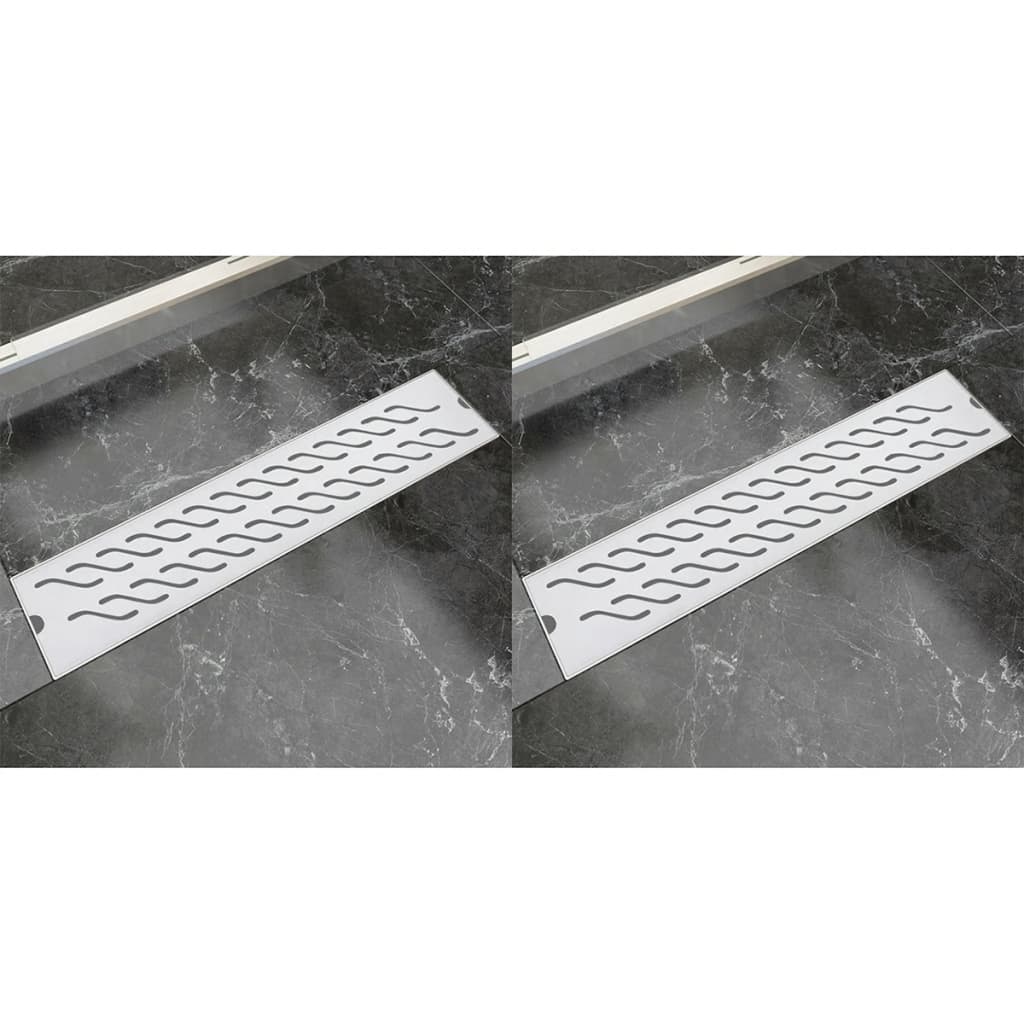 Vidaxl Bruserafløb 2 PC Rektangulær bølget 530x140 mm rustfrit stål