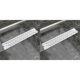 Vidaxl Bruserafløb 2 PC Rektangulær bølget 630x140 mm rustfrit stål