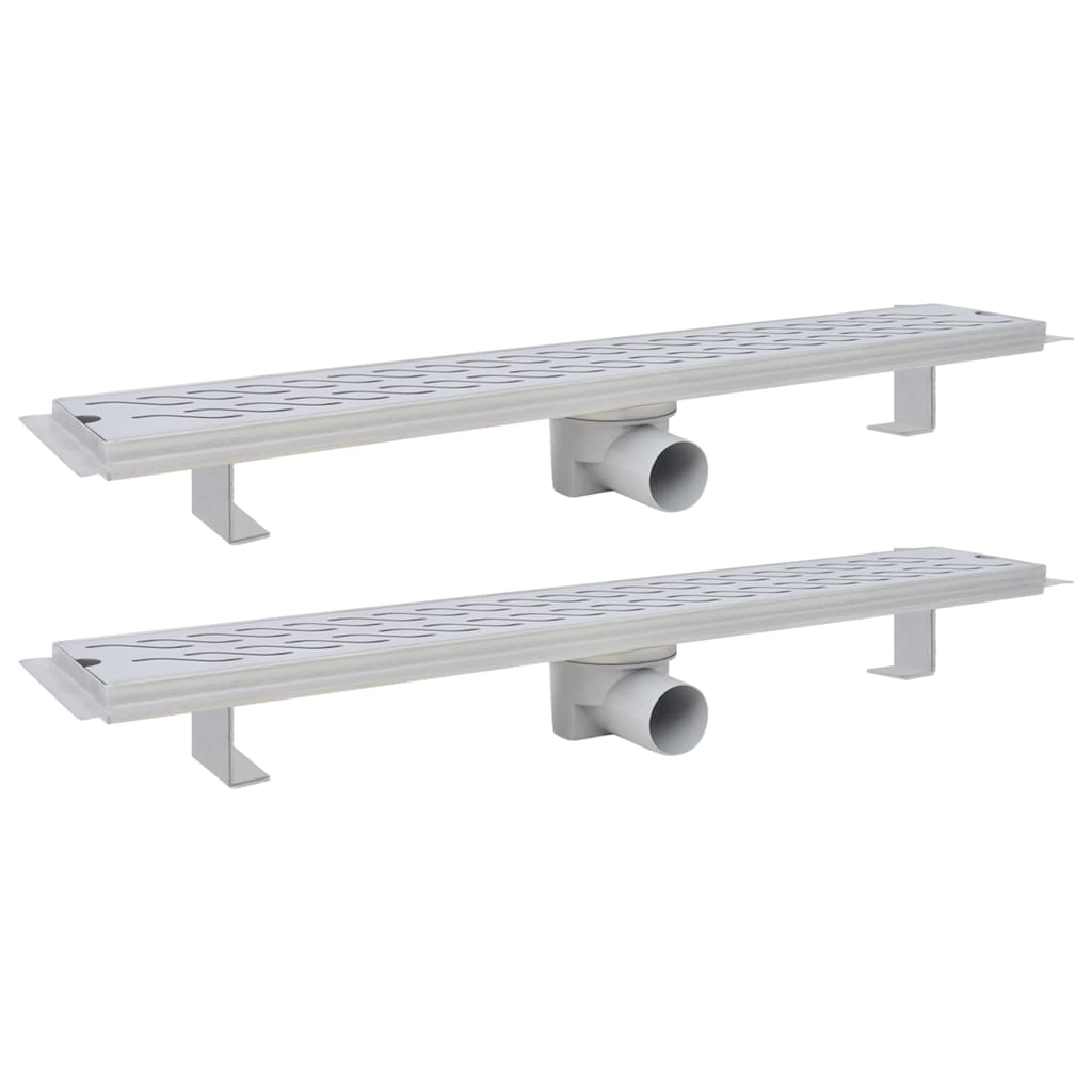 Vidaxl bruserafløb 2 pc rektangulær golf 730x140 mm rustfrit stål