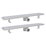 Vidaxl bruserafløb 2 pc rektangulær golf 730x140 mm rustfrit stål