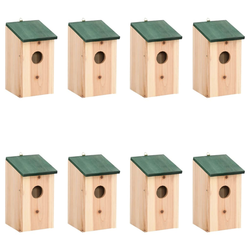 VidaXL fuglehuse 8 stk 12x12x22 cm træ