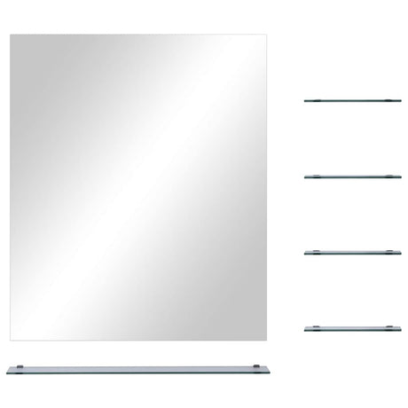 VidaXL vægspejl med 5 hylder 50x60 cm sølvfarvet