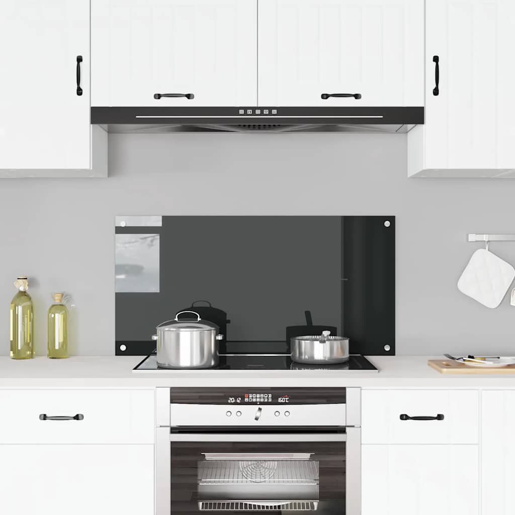 Vidaxl Splash Screen Kitchen 100x50 cm tempereret glas sort