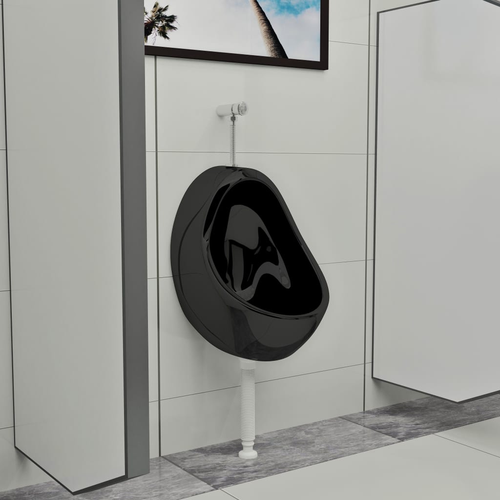 Vidaxl Wallurinoir med spiralventil keramisk sort