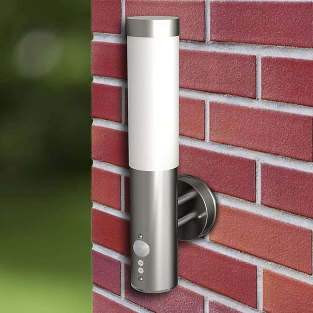 Vidaxl udendørs lampe rustfrit stål Savona med sensor (2 stykker)