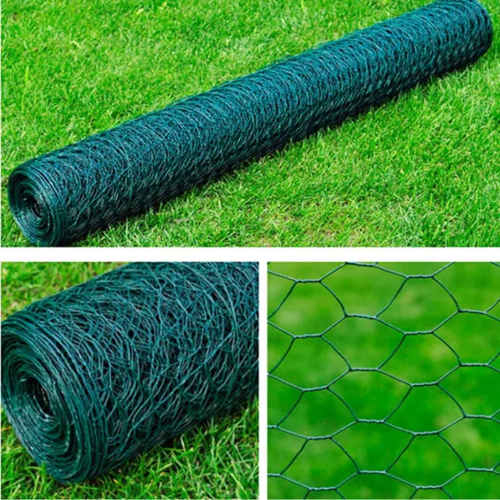 Vidaxl Wire Mesh Hexagonal 1x25 M stål mørkegrøn