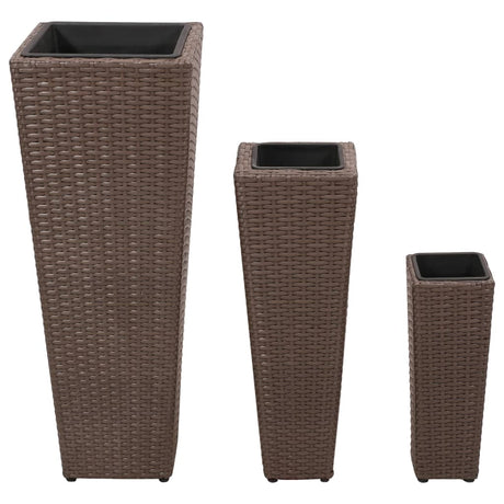 Vidaxl Planters hævede 3 st poly rattan brun
