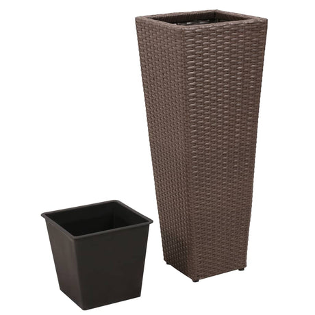 Vidaxl Planters hævede 3 st poly rattan brun