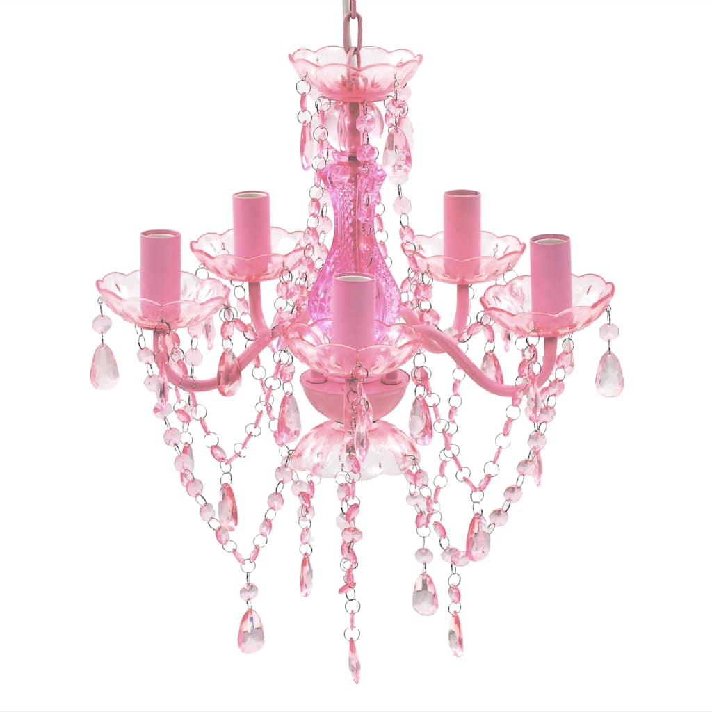 Vidaxl Crystals Light med 5 pærer Rosa