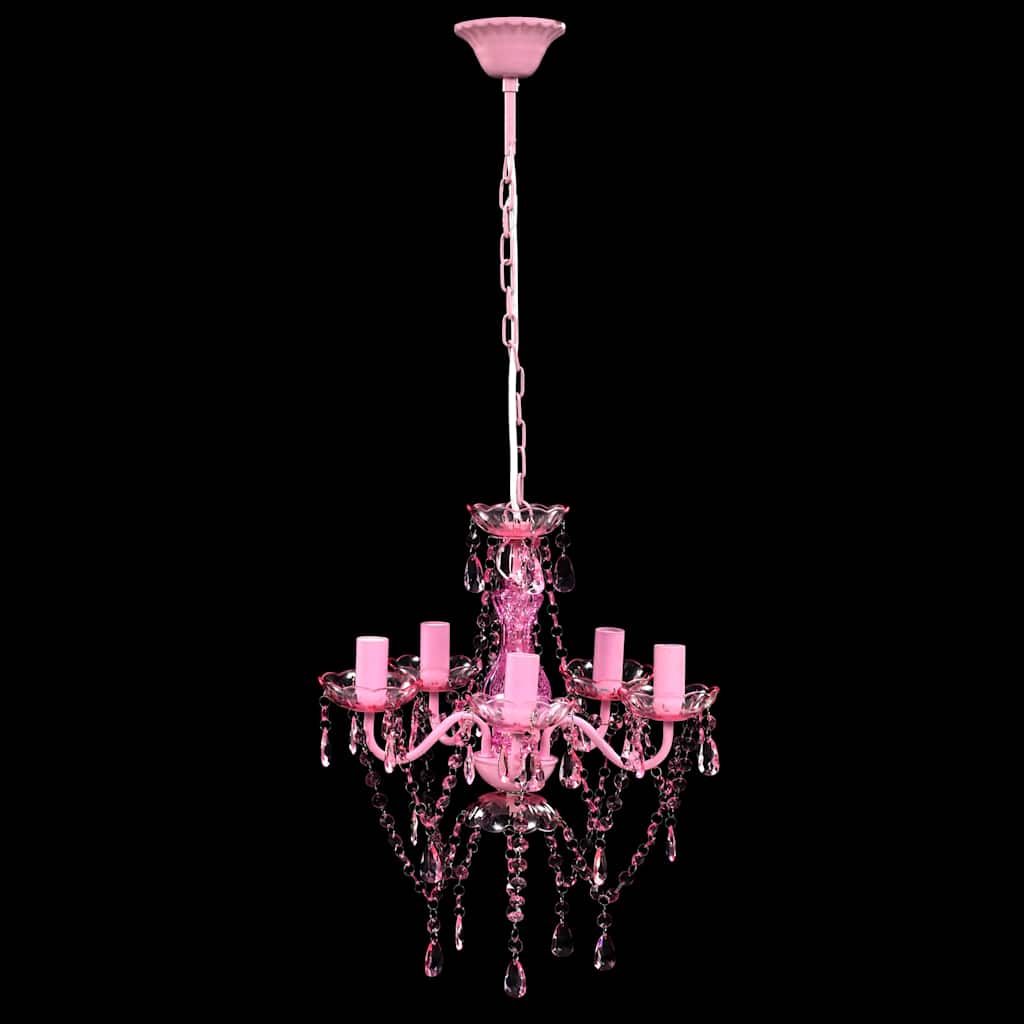 Vidaxl Crystals Light med 5 pærer Rosa