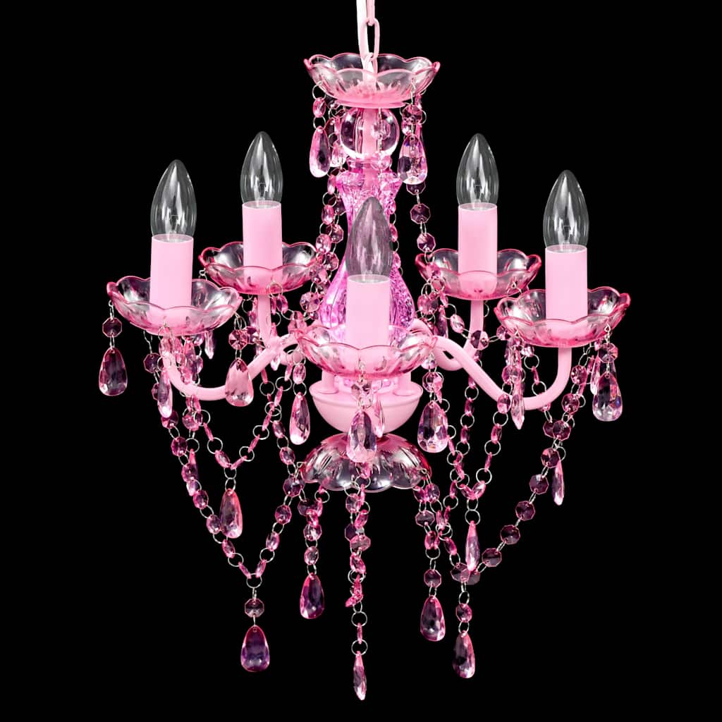 Vidaxl Crystals Light med 5 pærer Rosa