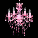Vidaxl Crystals Light med 5 pærer Rosa