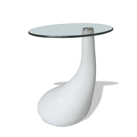 Vidaxl salontafel met rond glazen tafelblad hoogglans wit