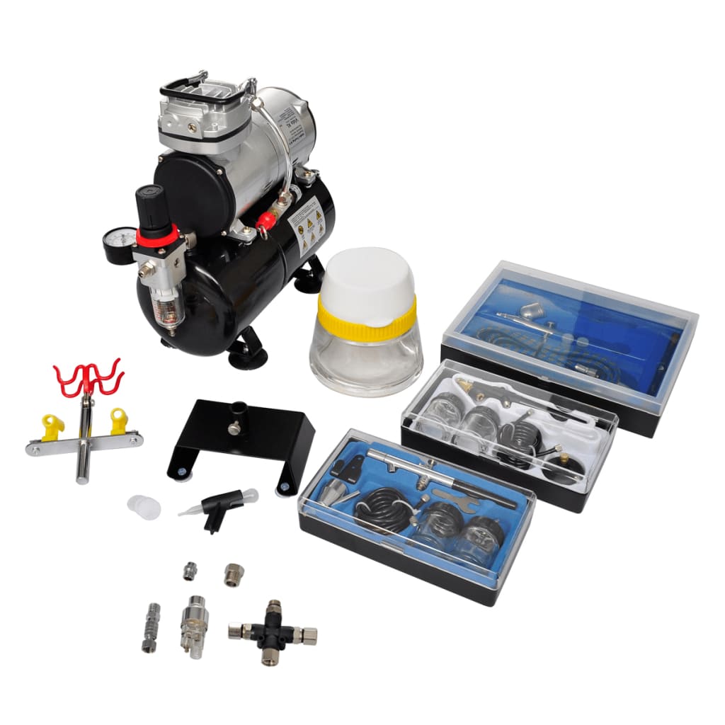 Vidaxl Airbrush Compressor Set med 3 pistoler