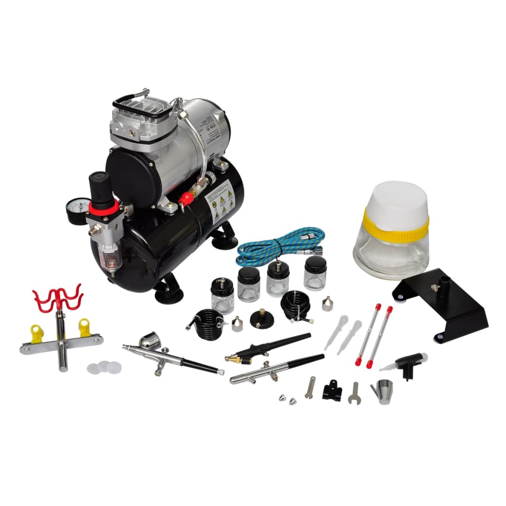 Vidaxl Airbrush Compressor Set med 3 pistoler